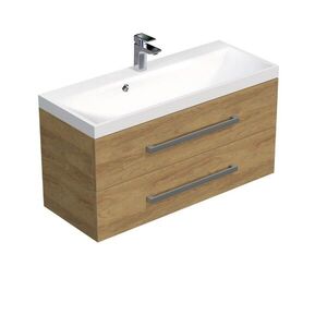 Kúpeľňová skrinka s chrómovými úchytmi a umývadlom SAT Cube Way 100x53x40 cm dub Hickory mat CUBE2100ZDH CUBE2100ZDH vyobraziť
