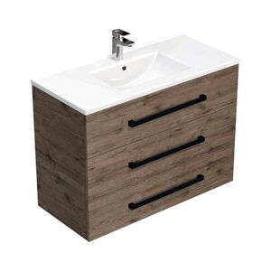 Kúpeľňová skrinka s čiernou úchytkou a umývadlom SAT Cube Way 100x76, 5x46 cm dub Wellington mat CUBE46C1003DWMOD CUBE46C1003DWMOD vyobraziť