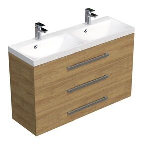 Kúpeľňová skrinka s chrómovými úchytmi a umývadlom SAT Cube Way 120x76, 5x40 cm dub Hickory mat CUBE21203DH CUBE21203DH vyobraziť