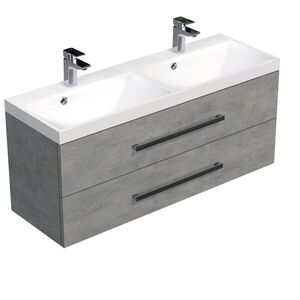 Kúpeľňová skrinka s dvojumývadlom SAT Cube Way 120x53x40 cm betón CUBE2120ZBE CUBE2120ZBE vyobraziť