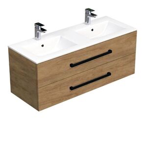 Kúpeľňová skrinka s čiernou úchytkou a umývadlom SAT Cube Way 120x53x46 cm dub Hickory mat CUBE46C1202DHMOD CUBE46C1202DHMOD vyobraziť