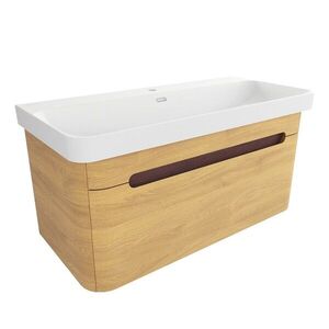 Kúpeľňová skrinka s umývadlom SAT Fusion 97, 5x43x45 cm dub medový mat SATFUSION100DMMW SATFUSION100DMMW vyobraziť