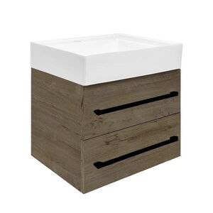 Kúpeľňová skrinka s umývadlom a čiernou úchytkou SAT Cube Way 60x53x46 cm dub Wellington mat CUBE46C602DWSATCW CUBE46C602DWSATCW vyobraziť