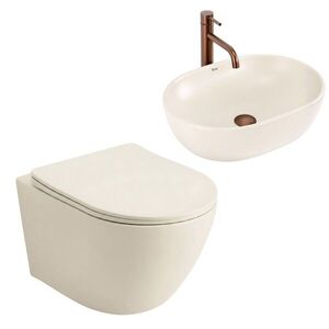 REA - Súprava Závesné WC Focus + Umývadlo na Dosku Focus Creme KPL-C0363 vyobraziť