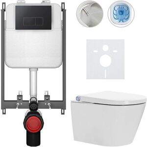 CERANO - Závesné WC s bidetom Basic/Cronus Standard - biela lesklá - WC tlačidlo Modulo/Čierna - na zamurovanie - 59, 3x38, 4 CER-8050BD86456 vyobraziť