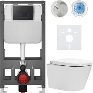CERANO - Závesné WC s bidetom Basic/Cronus Standard - biela lesklá - WC tlačidlo Modulo/Čierna - voľne stojaca - predstenová inštalácia - 59, 3x38, 4 CER-8050BD86457 vyobraziť