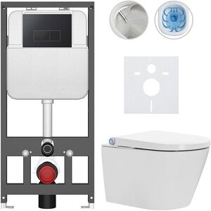 CERANO - Závesné WC s bidetom Basic/Cronus Standard - biela lesklá - WC tlačidlo Modulo/Čierna - závesné - predstenová inštalácia - 59, 3x38, 4 CER-8050BD86458 vyobraziť