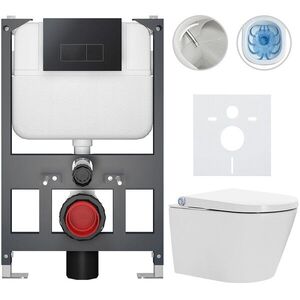 CERANO - Závesné WC s bidetom Basic/Cronus Standard - biela lesklá - WC tlačidlo Modulo/Čierna - závesné - nízky modul - predstenová inštalácia - 59, 3x38, 4 CER-8050BD86459 vyobraziť
