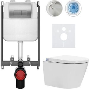 CERANO - Závesné WC s bidetom Basic/Cronus Standard - biela lesklá - WC tlačidlo Modulo/Strieborná - na zamurovanie - 59, 3x38, 4 CER-8050BD86461 vyobraziť