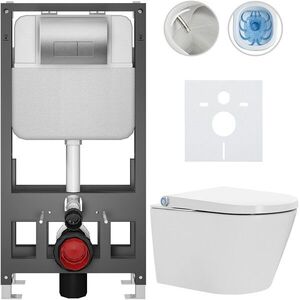 CERANO - Závesné WC s bidetom Basic/Cronus Standard - biela lesklá - WC tlačidlo Modulo/Strieborná - voľne stojaca - predstenová inštalácia - 59, 3x38, 4 CER-8050BD86462 vyobraziť