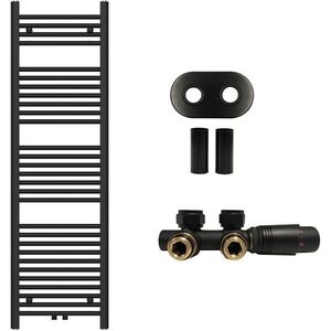 CERANO - Kúpeľňový radiátorový set Benito - ústredné vykurovanie - stredové pripojenie 50 mm - 583W - čierna matná - 1500x450 mm CER-818021 vyobraziť