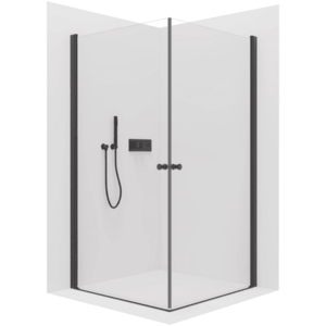 CERANO - Sprchovací kút Antelo Duo Ľ/P - 6 mm - čierna matná, transparentné sklo - 90x75x190 - otočný CER-482347 vyobraziť