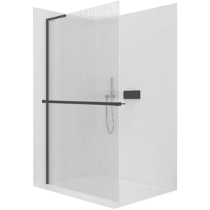 CERANO - Sprchová zástena Walk-in Onyx L-ľavá vzpera - 8 mm + polička/držiak na uteráky - čierna matná, ryhované sklo - 160x200 CER-8050BD834 vyobraziť