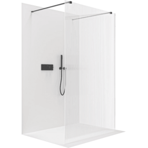 CERANO - Sprchová zástena Walk-in Onyx Duo Ľ/P - 8 mm - hranatá vzpera - čierna matná, ryhované sklo - 160x200 CER-8050BD1911 vyobraziť
