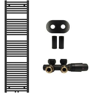 CERANO - Kúpeľňový radiátorový set Benito - ústredné vykurovanie - stredové pripojenie 50 mm - 703W - čierna matná - 1700x450 mm CER-880351 vyobraziť