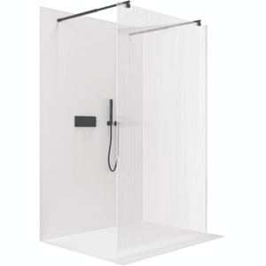 CERANO - Sprchová zástena Walk-in Onyx Duo Ľ/P - 8 mm - okrúhla vzpera - čierna matná, ryhované sklo - 160x200 CER-8050BD2247 vyobraziť