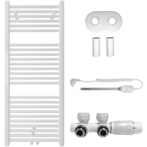 CERANO - Kúpeľňový radiátorový set Lincoln - kombinované vykurovanie, termo tyč - stredové pripojenie 50 mm - 300W - biela lesklá - 1200x500 mm CER-663370 vyobraziť