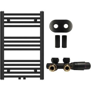CERANO - Kúpeľňový radiátorový set Benito - ústredné vykurovanie - stredové pripojenie 50 mm - 265W - čierna matná - 700x450 mm CER-606193 vyobraziť