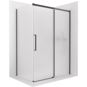 CERANO - Sprchovací kút Lantono - pravá - 8 mm - Soft-Close - čierna matná, mliečne sklo - 140x80 - posuvný CER-665476 vyobraziť