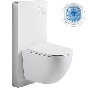 CERANO - Kompletný WC set Modul/Cesso - biela lesklá - integrované WC tlačidlo - pneumatický modul - 49x36 CER-979853 vyobraziť