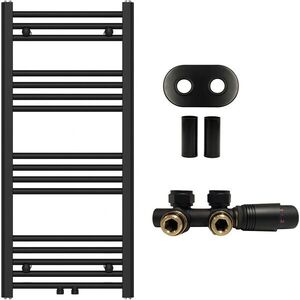 CERANO - Kúpeľňový radiátorový set Benito - ústredné vykurovanie - stredové pripojenie 50 mm - 343W - čierna matná - 1000x450 mm CER-652109 vyobraziť