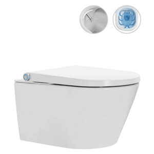 CERANO - WC závesné s integrovaným elektronickým bidetom Cronus Standard, Vortex Rimless 180° + UF sedátko - biela lesklá - 59, 3x38, 4 CER-545632 vyobraziť