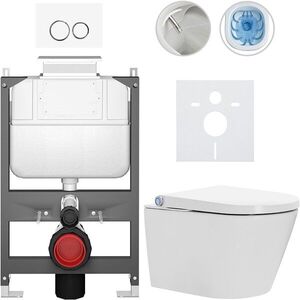 CERANO - Závesné WC s bidetom Basic/Cronus Standard - biela lesklá - WC tlačidlo Dualo/Biela - ovládanie zhora - predstenová inštalácia - 59, 3x38, 4 CER-8050BD86420 vyobraziť