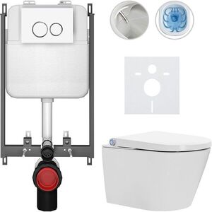 CERANO - Závesné WC s bidetom Basic/Cronus Standard - biela lesklá - WC tlačidlo Dualo/Biela - na zamurovanie - 59, 3x38, 4 CER-8050BD86421 vyobraziť