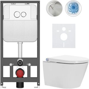 CERANO - Závesné WC s bidetom Basic/Cronus Standard - biela lesklá - WC tlačidlo Dualo/Biela - závesné - predstenová inštalácia - 59, 3x38, 4 CER-8050BD86423 vyobraziť