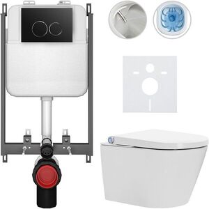 CERANO - Závesné WC s bidetom Basic/Cronus Standard - biela lesklá - WC tlačidlo Dualo/Čierna - na zamurovanie - 59, 3x38, 4 CER-8050BD86426 vyobraziť