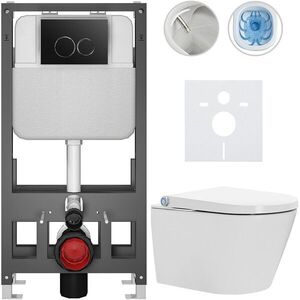 CERANO - Závesné WC s bidetom Basic/Cronus Standard - biela lesklá - WC tlačidlo Dualo/Čierna - voľne stojaca - predstenová inštalácia - 59, 3x38, 4 CER-8050BD86427 vyobraziť