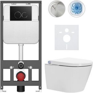 CERANO - Závesné WC s bidetom Basic/Cronus Standard - biela lesklá - WC tlačidlo Dualo/Čierna - závesné - predstenová inštalácia - 59, 3x38, 4 CER-8050BD86428 vyobraziť
