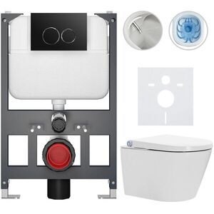 CERANO - Závesné WC s bidetom Basic/Cronus Standard - biela lesklá - WC tlačidlo Dualo/Čierna - závesné - nízky modul - predstenová inštalácia - 59, 3x38, 4 CER-8050BD86429 vyobraziť