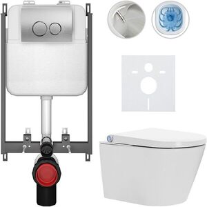 CERANO - Závesné WC s bidetom Basic/Cronus Standard - biela lesklá - WC tlačidlo Dualo/Strieborná - na zamurovanie - 59, 3x38, 4 CER-8050BD86431 vyobraziť