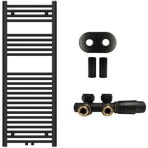 CERANO - Kúpeľňový radiátorový set Benito - ústredné vykurovanie - stredové pripojenie 50 mm - 477W - čierna matná - 1200x450 mm CER-744677 vyobraziť