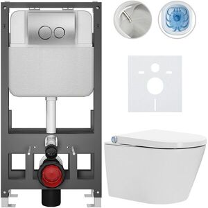 CERANO - Závesné WC s bidetom Basic/Cronus Standard - biela lesklá - WC tlačidlo Dualo/Strieborná - voľne stojaca - predstenová inštalácia - 59, 3x38, 4 CER-8050BD86432 vyobraziť