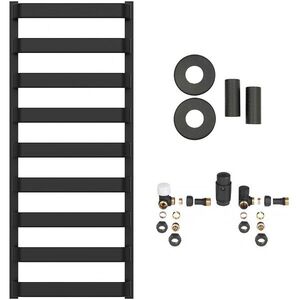 CERANO - Kúpeľňový radiátorový set Adriano - ústredné vykurovanie - bočné pripojenie - 520W - čierna matná - 1200x500 mm CER-583520 vyobraziť