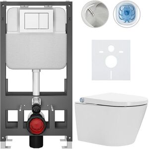 CERANO - Závesné WC s bidetom Basic/Cronus Standard - biela lesklá - WC tlačidlo Maxio/Biela - voľne stojaca - predstenová inštalácia - 59, 3x38, 4 CER-8050BD86437 vyobraziť