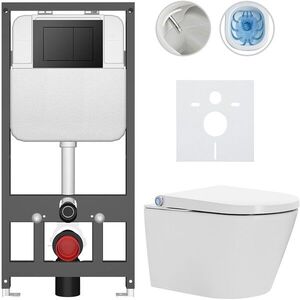 CERANO - Závesné WC s bidetom Basic/Cronus Standard - biela lesklá - WC tlačidlo Maxio/Čierna - závesné - predstenová inštalácia - 59, 3x38, 4 CER-8050BD86443 vyobraziť