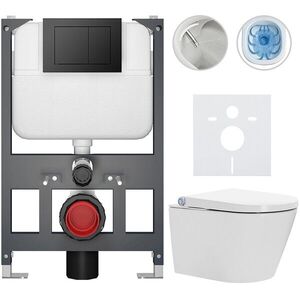 CERANO - Závesné WC s bidetom Basic/Cronus Standard - biela lesklá - WC tlačidlo Maxio/Čierna - závesné - nízky modul - predstenová inštalácia - 59, 3x38, 4 CER-8050BD86444 vyobraziť