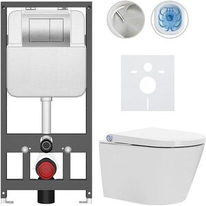 CERANO - Závesné WC s bidetom Basic/Cronus Standard - biela lesklá - WC tlačidlo Maxio/Strieborná - závesné - predstenová inštalácia - 59, 3x38, 4 CER-8050BD86448 vyobraziť