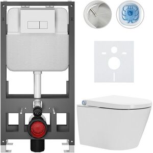 CERANO - Závesné WC s bidetom Basic/Cronus Standard - biela lesklá - WC tlačidlo Modulo/Biela - voľne stojaca - predstenová inštalácia - 59, 3x38, 4 CER-8050BD86452 vyobraziť