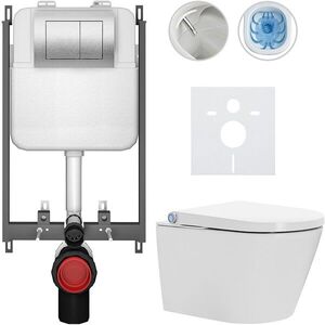 CERANO - Závěsné WC s bidetem Basic/Cronus Standard - bílá lesklá - WC tlačítko Maxio/Stříbrná - pro zazdění - 59, 3x38, 4 CER-8050BD86446 vyobraziť