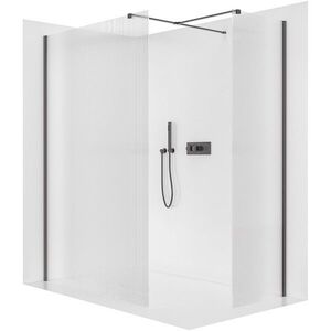 CERANO - Sprchová zástěna Walk-in Onyx T L/P - 8 mm - hranatá vzpěra - černá matná, rýhované sklo - 160x90x200 CER-8050BD3013 vyobraziť