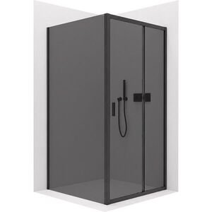CERANO - Sprchovací kút Varone LINE Ľ/P - 6 mm - čierna matná, grafitové sklo - 110x90x195 - posuvný CER-8050BD7218 vyobraziť
