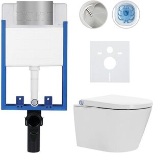 CERANO - Kompletní WC set Profi/Cronus Standard - bílá lesklá - WC tlačítko Line/Nerez - pro zazdění - 59, 3x38, 4 CER-287438 vyobraziť