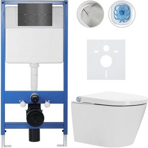 CERANO - Kompletní WC set Profi/Cronus Standard - bílá lesklá - WC tlačítko Line/Tmavě šedá - předstěnová instalace - 59, 3x38, 4 CER-287978 vyobraziť