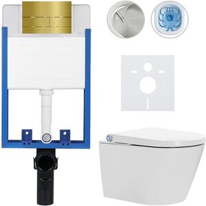 CERANO - Kompletní WC set Profi/Cronus Standard - bílá lesklá - WC tlačítko Line/Zlatá - pro zazdění - 59, 3x38, 4 CER-314374 vyobraziť