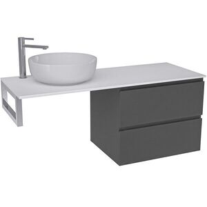 CERANO - Koupelnová skříňka Carole - antracitová + deska z lit. mramoru Elanys - 12 mm + konzole chrom - 120x49, 2x46 CER-360431 vyobraziť