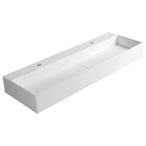 SAPHO - CUBIS umývadlo, liatý mramor, 120x40cm, dva otvory pre batériu, biela CU120-2 vyobraziť